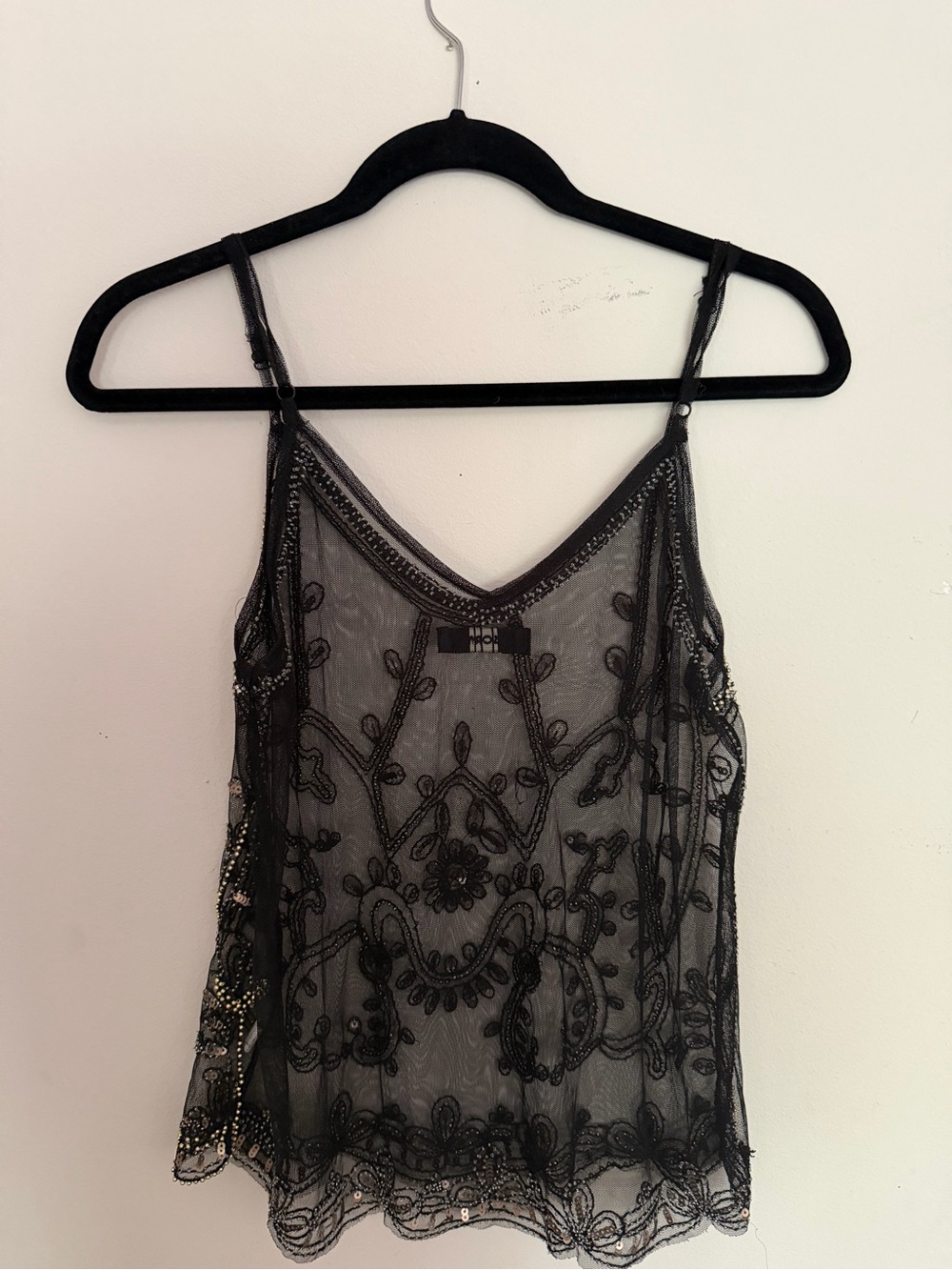 Sona Sheer Black Beaded Tank - Picture 2 of 4